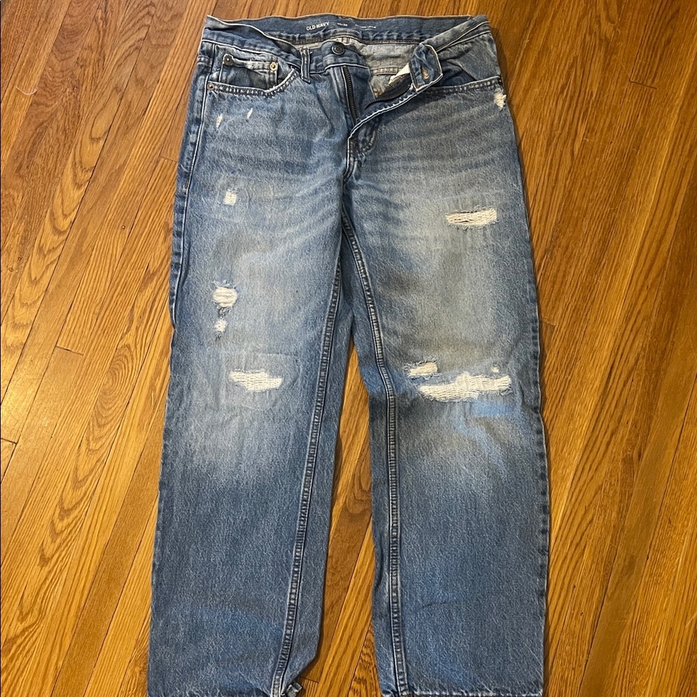 Old Navy original loose built-in flex Men's Distressed Blue Jeans